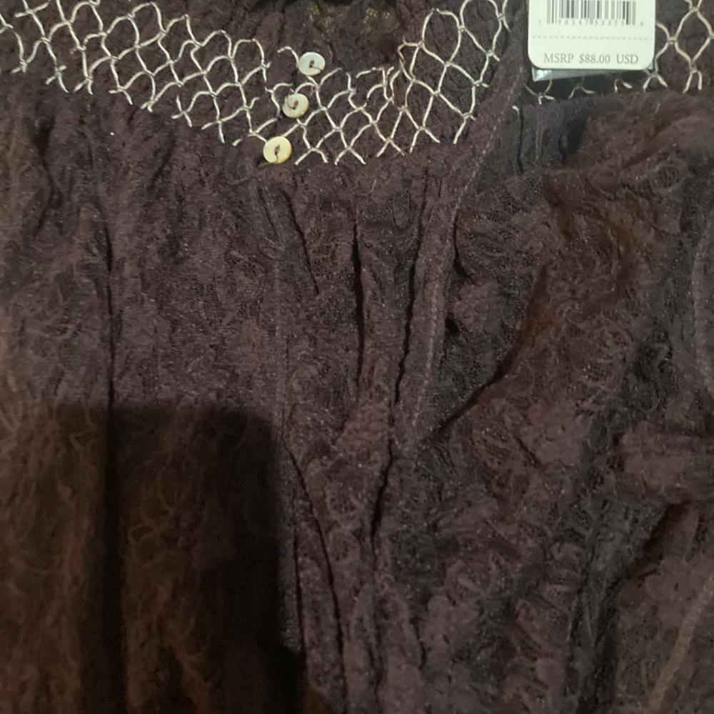 Free people Intimately Plum Wine Button Lace Embroidered Romper Sheer Slip XS - Picture 9 of 9